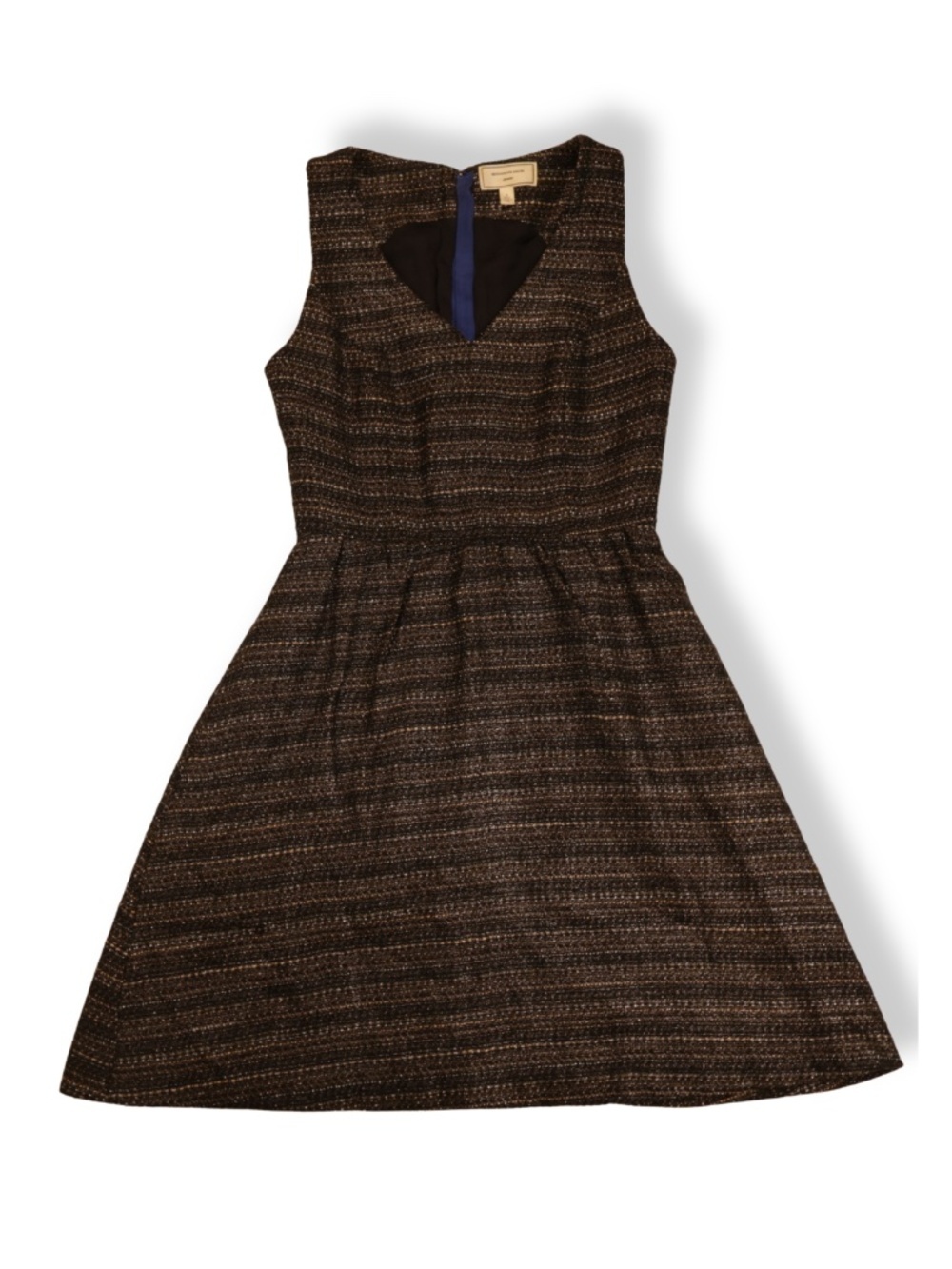 Anthropologie Moulinette Soeurs Dress Size 2 Textured Brown Fit Flare Pockets